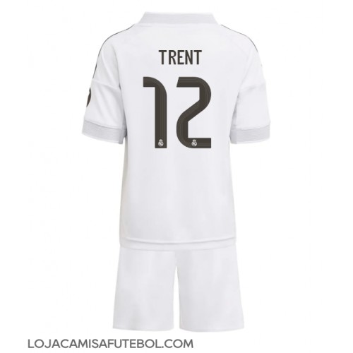 Camisa de Futebol Real Madrid Alexander-Arnold #12 Equipamento Principal Infantil 2025-26 Manga Curta (+ Calças curtas)